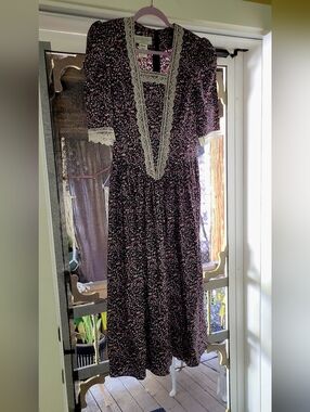 Gunne Sax Jessica McLintock Vintage Midi Dress - cotton, Lace. fits Size 2-4